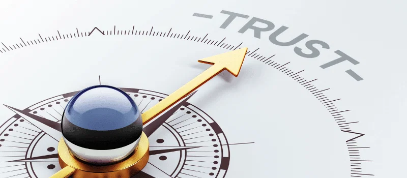 Trust graphic for Jelani Gibson Graphic with a compass pointing to the word trust